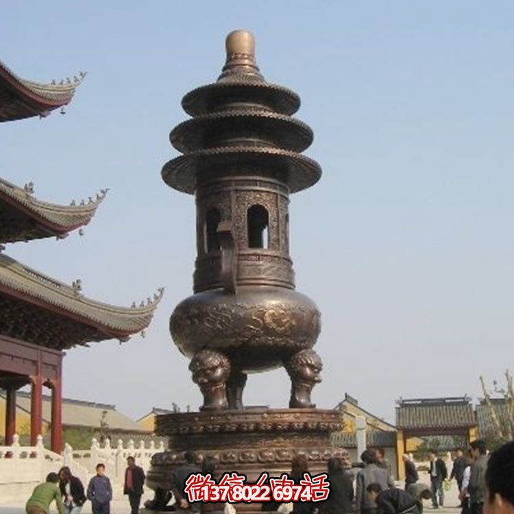 精美鑄銅大型寶蓋香爐，祈福燒香進寶