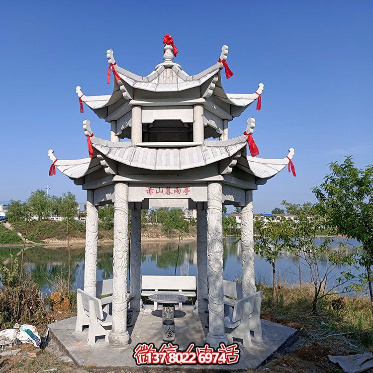 古典風(fēng)格仿古青石二層涼亭，提升園林戶(hù)外休息體驗(yàn)