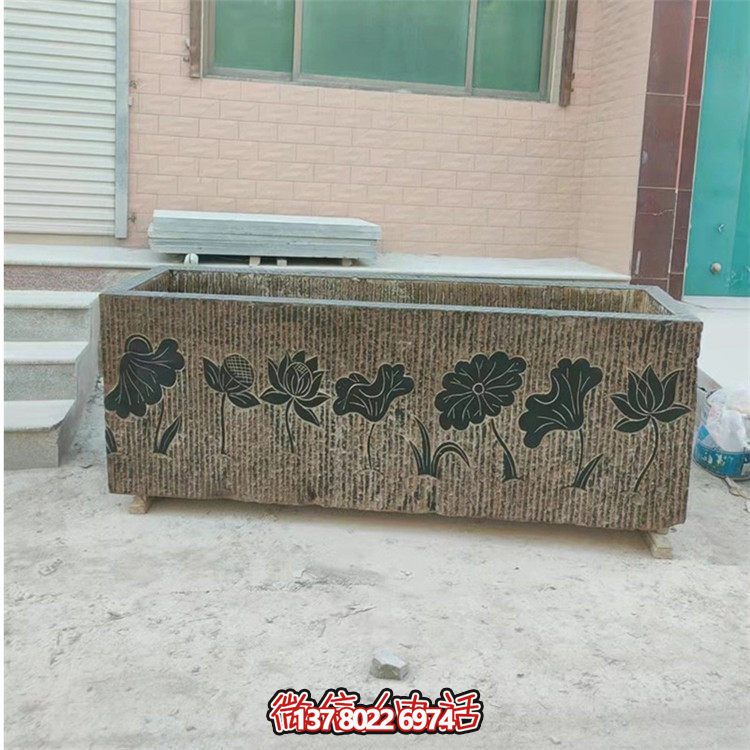 精美花崗巖石雕石缸，裝飾庭院仿古養(yǎng)魚及擺件