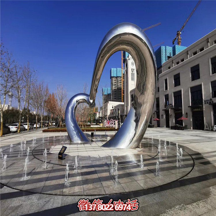 不銹鋼圓形雕塑精致工藝，拋光鏡面，抽象藝術