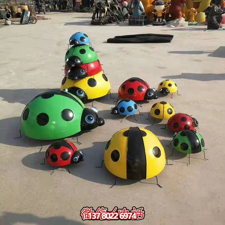 七星仿真玻璃鋼瓢蟲雕塑，園林景觀裝飾