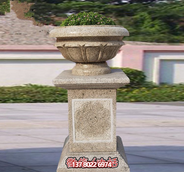 精美石雕花缽，添彰歐式庭院裝飾