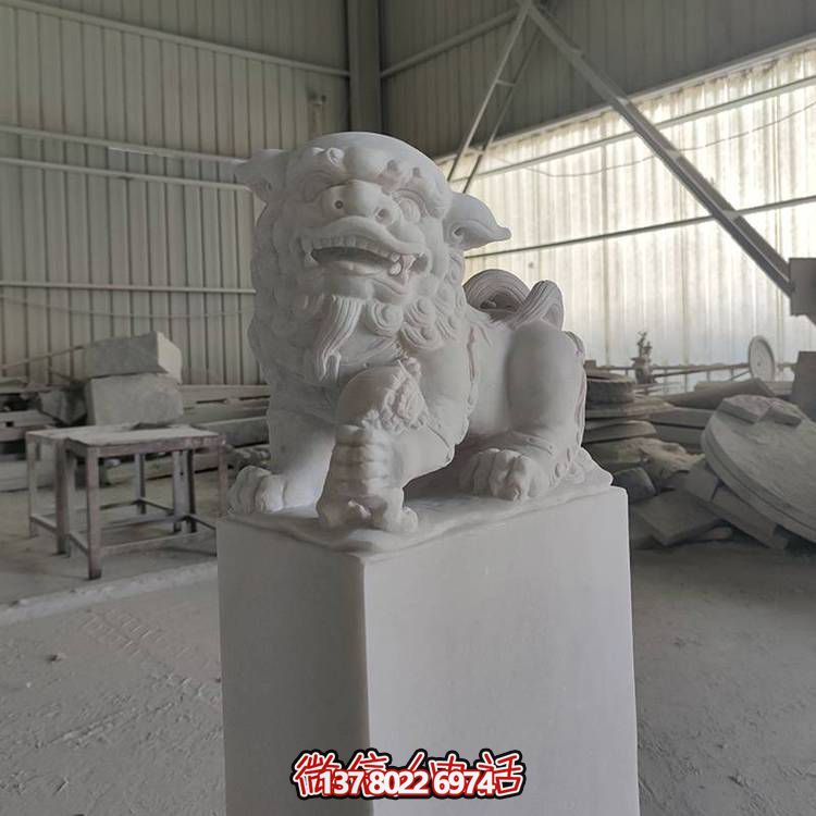 精美大理石石雕石獅子擺件，裝點(diǎn)庭院門(mén)口