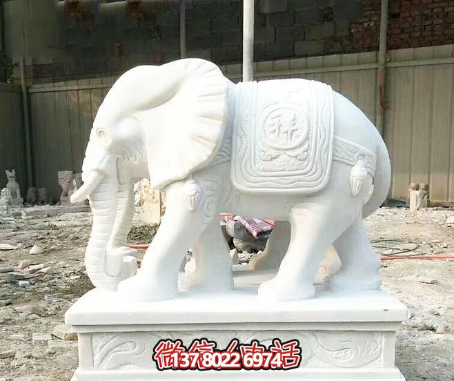 企業(yè)大型戶(hù)外景觀漢白玉石雕浮雕大象雕塑