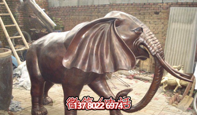 創意仿銅大象雕塑，美化環境景觀
