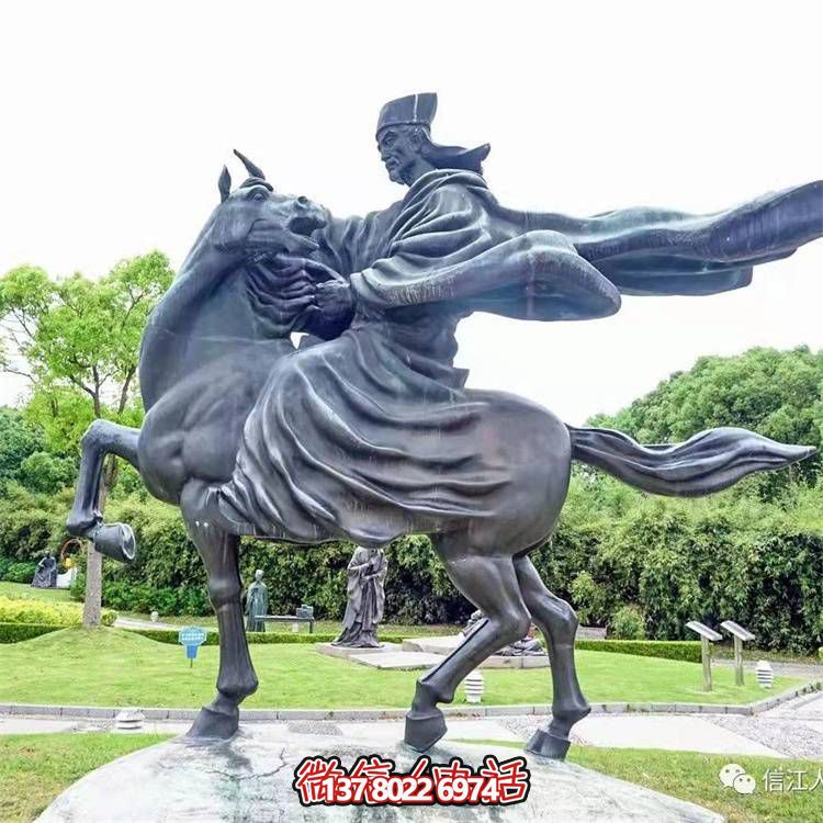 古典仿銅騎馬雕塑，玻璃鋼創(chuàng)意廣場裝飾