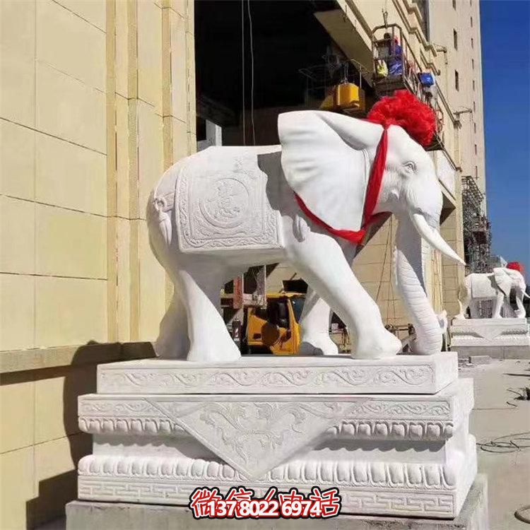 漢白玉石象雕塑，定制財神招風水神