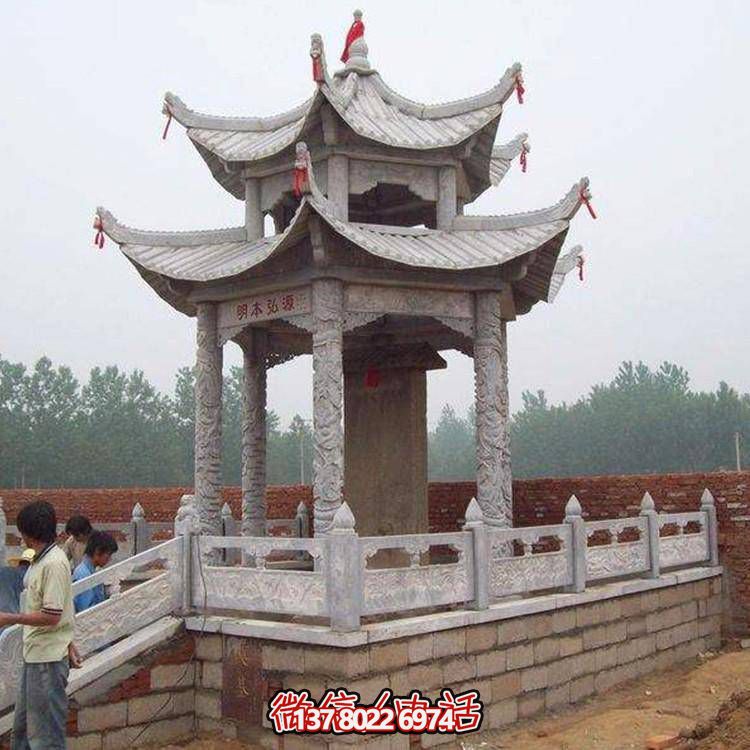 大理石石雕戶(hù)外景區(qū)雙層涼亭雕塑