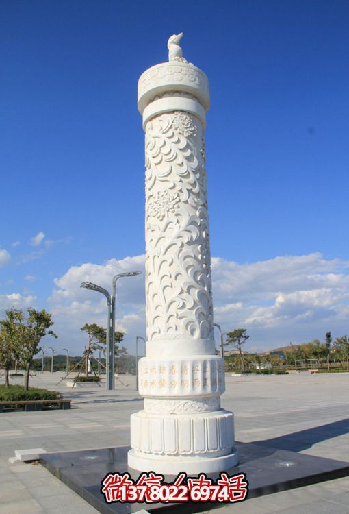 漢白玉花紋富貴雕刻廣場石柱