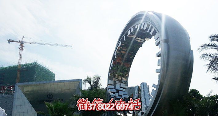 公園創意不銹鋼齒輪圓環雕塑