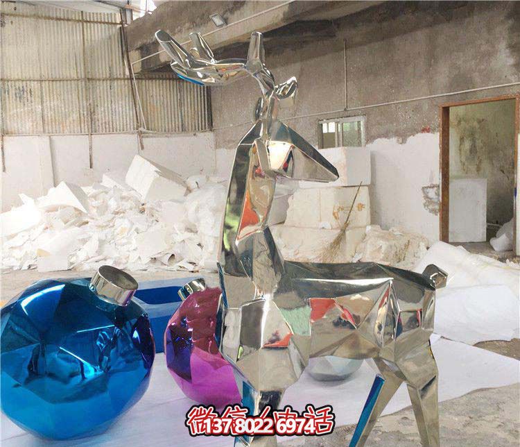 不銹鋼幾何鏡面戶外公園鹿雕塑 不銹鋼幾何鏡面戶外公園鹿雕塑