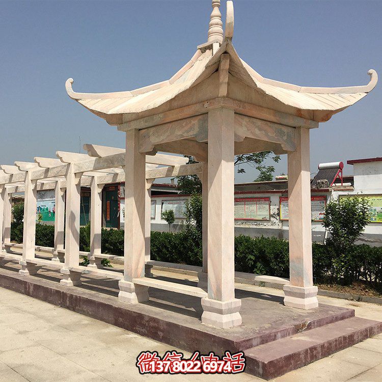 庭院小區(qū)別墅大理石石雕長(zhǎng)廊涼亭擺件