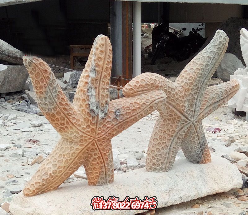 街道邊擺放的手拉手花崗巖石雕創意海星雕塑 街道邊擺放的手拉手花崗巖石雕創意海星雕塑