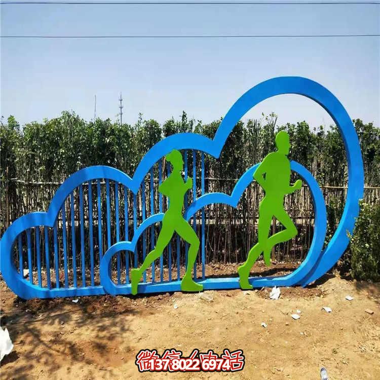 操場(chǎng)擺放不銹鋼剪影跑步運(yùn)功標(biāo)識(shí)雕塑