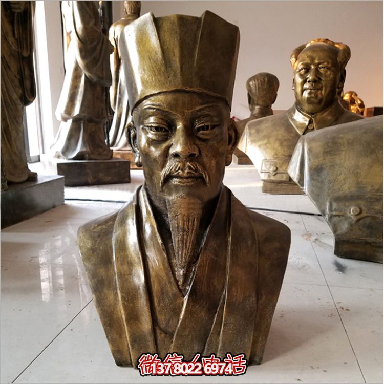 園林廣場(chǎng)北蘇詩人玻璃鋼仿銅蘇軾頭像雕塑