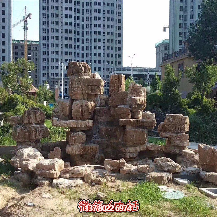 疊石假山，小區園林人造假山水景