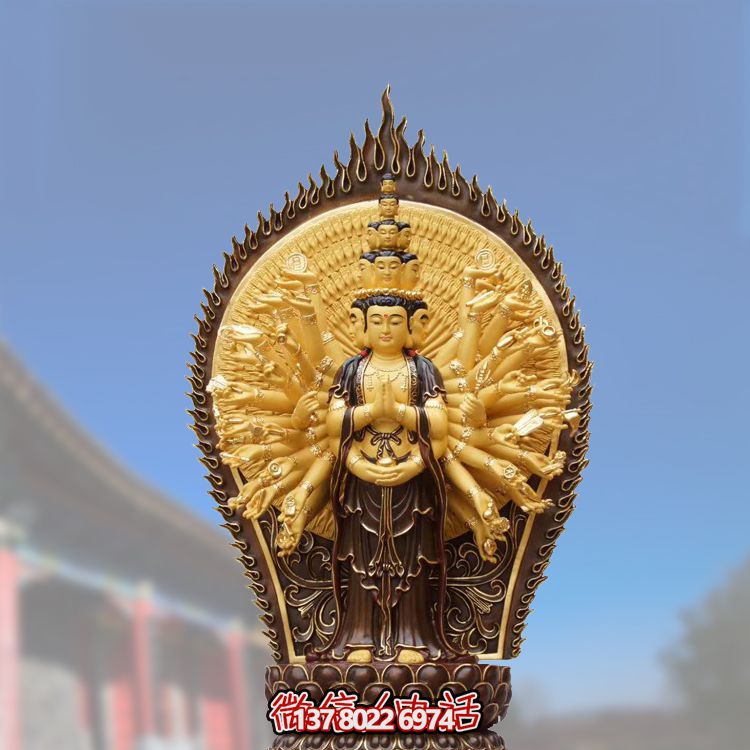 景區寺廟大型銅雕貼金浮雕千手觀音雕塑 景區寺廟大型銅雕貼金浮雕千手觀音雕塑