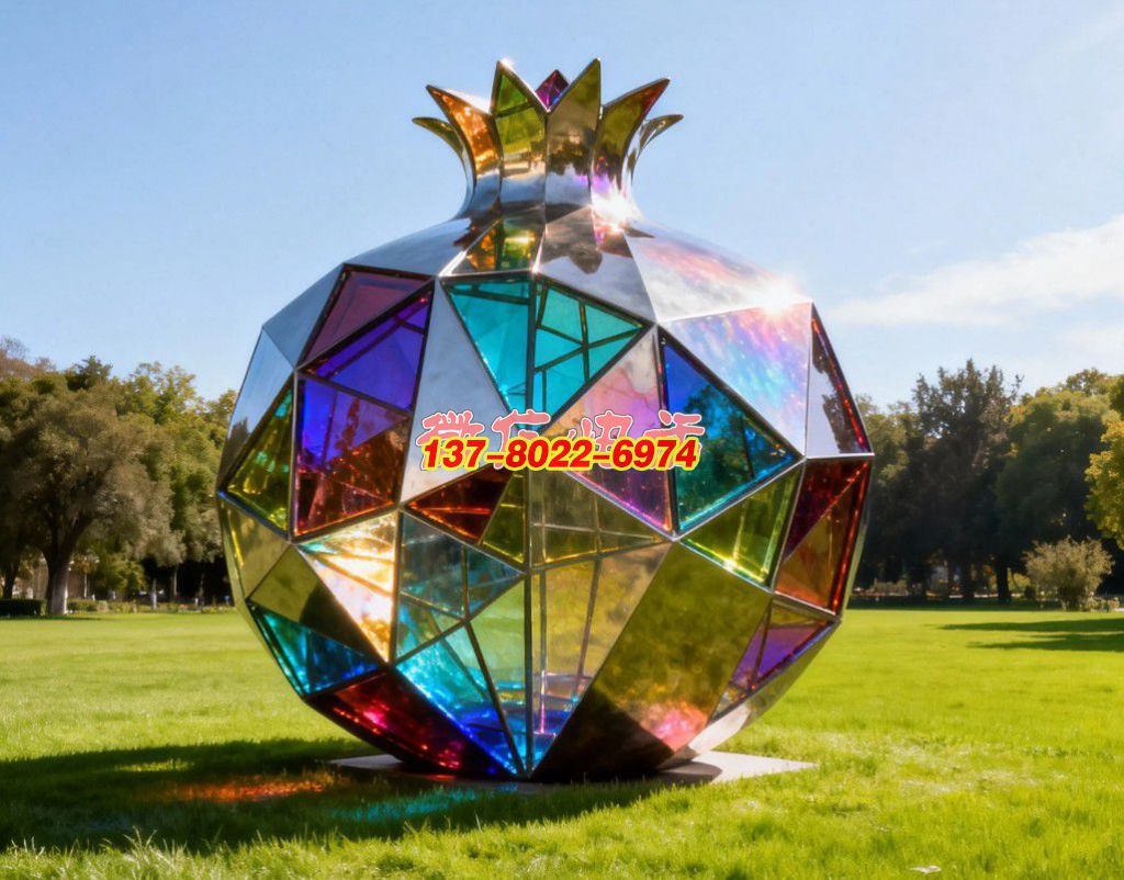 《晶簇同心?榴韻華章》：不銹鋼景觀雕塑凝萃石榴意象，織就民族團結(jié)的絢爛符號